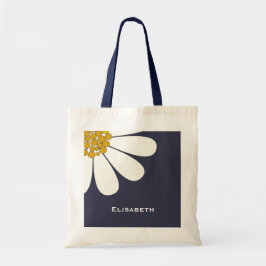 Bolsa Tote desing floral Margarida-branco personaliza o nome