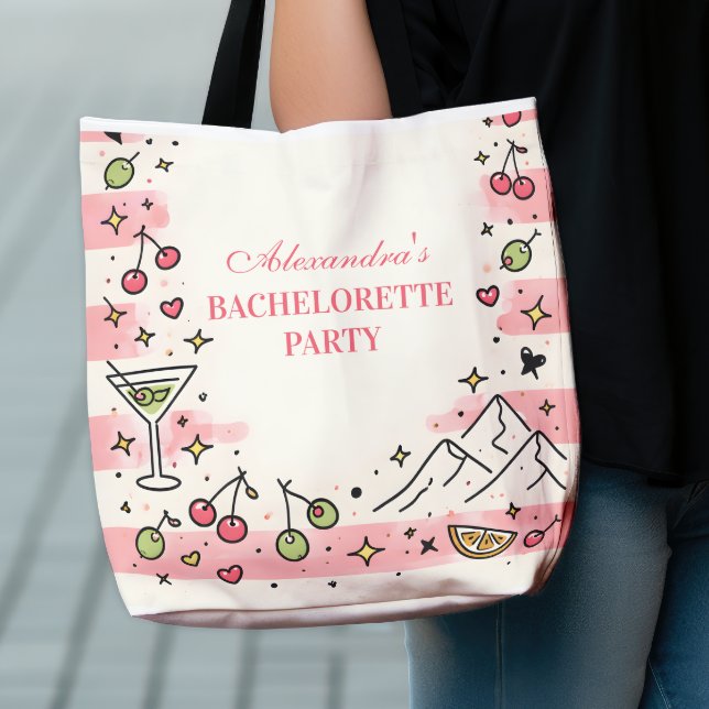 Bolsa Tote Despedida de Solteira Montanhas Rosa e Martini (Criador carregado)