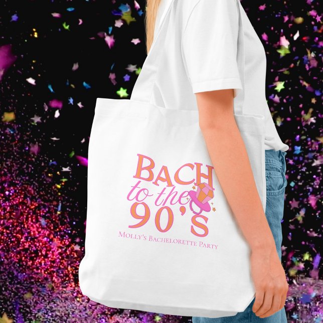 Bolsa Tote Despedida de Solteira Retrô dos Anos 90 (Bach to the 90s tote bag with modern serif font – perfect for bridal celebrations!)