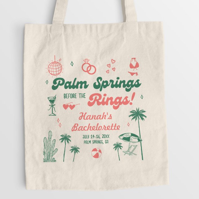 Bolsa Tote Despedida de Solteira Retro Verde e Rosa Palm Spri (Criador carregado)