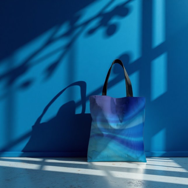 Bolsa Tote Desvio do Azure - Gradiente Dinâmico de Onda Azul (Azure Shift Tote. Dynamic blue wave art for sophisticated everyday style.)