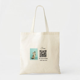 Bolsa Tote Detalhes simples do nome do animal QR código adici