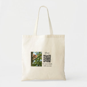 Bolsa Tote Detalhes simples do nome do animal QR código adici