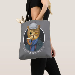 Bolsa Tote Detetive Cat - Silenciosamente Julgando Você