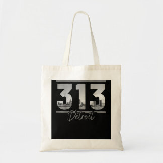 Bolsa Tote Detroit 313 Area Code Skyline Michigan Vintage