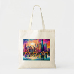 Bolsa Tote Detroit Skyline Abstrato Art