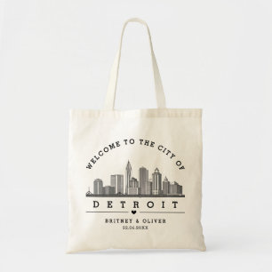 Bolsa Tote DETROIT Skyline Tote Bag - Favor de Casamento Pers