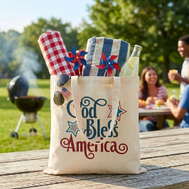 Bolsa Tote Deus Abençoa a América Patriótico Vermelho Branco