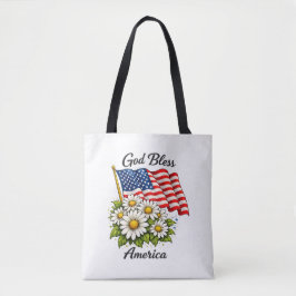 Bolsa Tote Deus Abençoe a América Bandeira dos EUA e Margarid