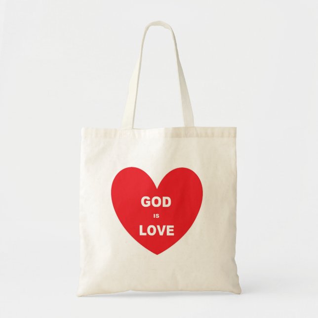Bolsa Tote Deus É Amor Coração Vermelho (Frente)