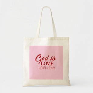 Bolsa Tote Deus é Bíblia Verse Christian Faith Rosa