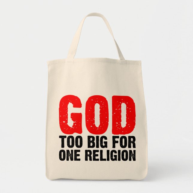BOLSA TOTE DEUS MUITO GRANDE PARA UMA RELIGIÃO (Frente)
