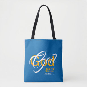 Bolsa Tote DEUS TEM A ÚLTIMA Escritura Cristã Monográfica