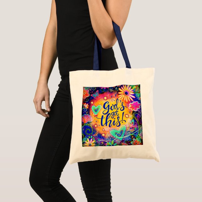 Bolsa Tote Deus tem esta citação inspirividade grande Tote Ba (Frente (produto))