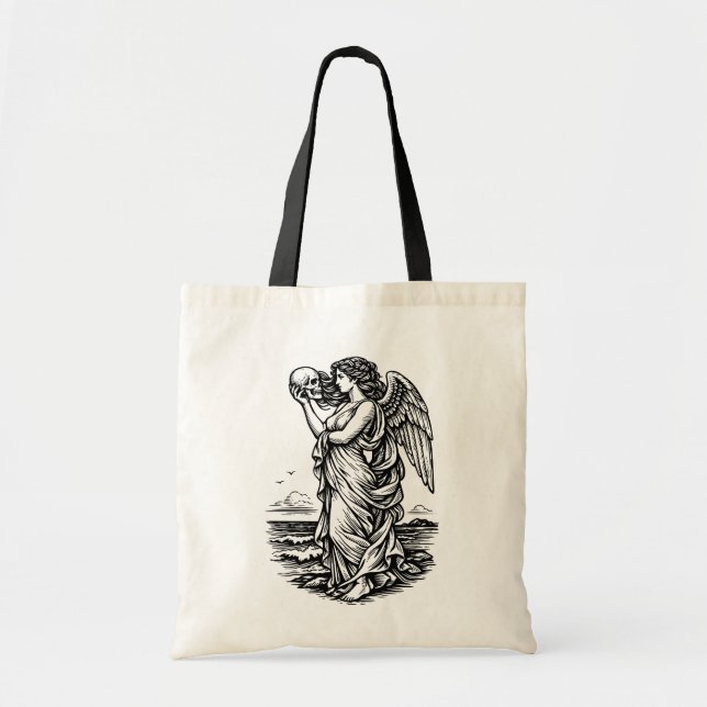 Bolsa Tote deusa grega Afrodite no mar com a caveira (Frente)