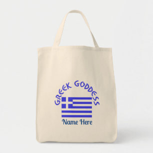 Bolsa Tote Deusa Grega e Bandeira da Grécia Personalizada 