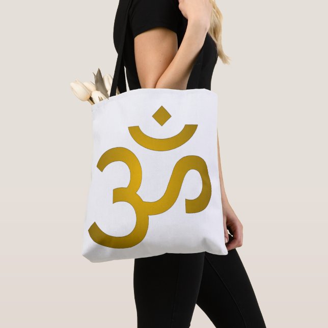 Bolsa Tote Devanagari om - Branco (Close Up)