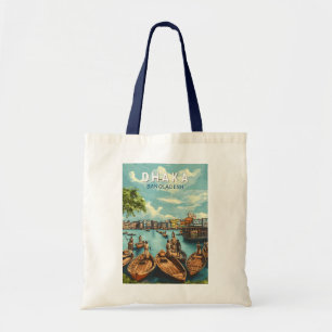 Bolsa Tote Dhaka Bangladesh Illustration Viagem Art Vintage