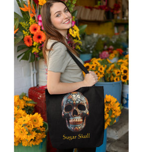 Bolsa Tote Dia 3D do crânio morto, personalizado