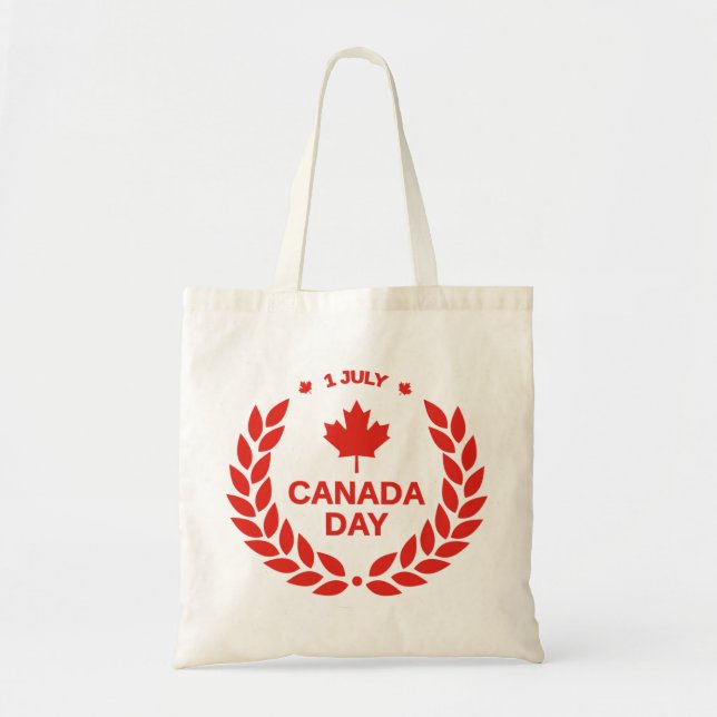 Bolsa Tote dia canadiano vermelho folha 1rua verde branco (Frente)