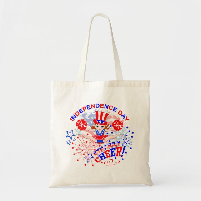 Bolsa Tote Dia da Independência, saco de Cheerleaderes (Frente)