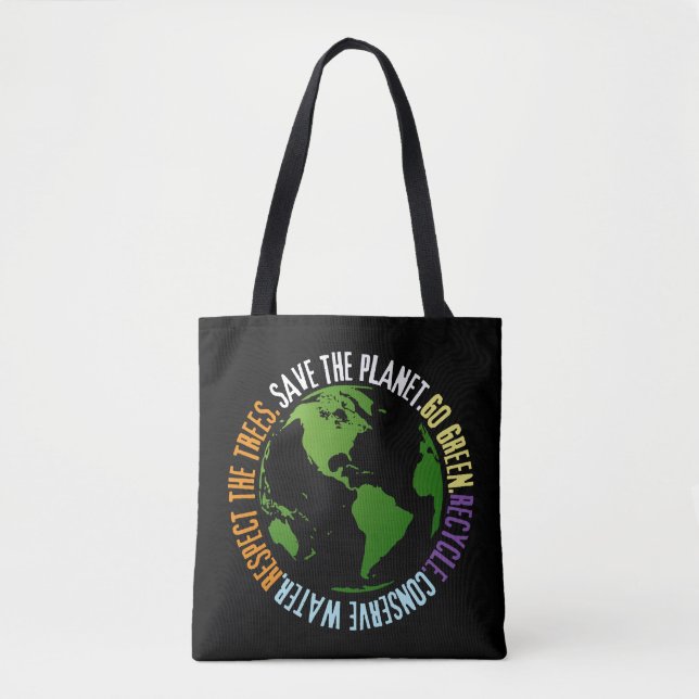 Bolsa Tote Dia da Terra Salve o planeta Vai Verde (Frente)