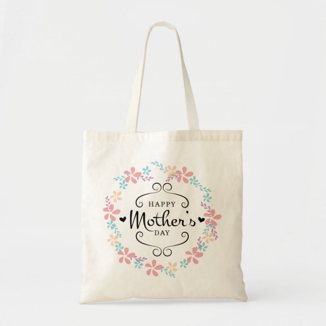 Bolsa Tote Dia das mães feliz, presente do dia das mães (Frente)