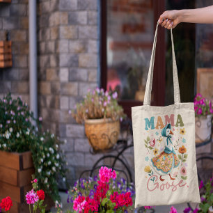 Bolsa Tote Dia das Mães Fofo Mama Gansa Flores
