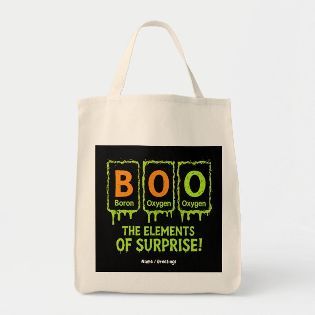 Bolsa Tote Dia de as Bruxas engraçado Boo Elements Science Su (Frente)
