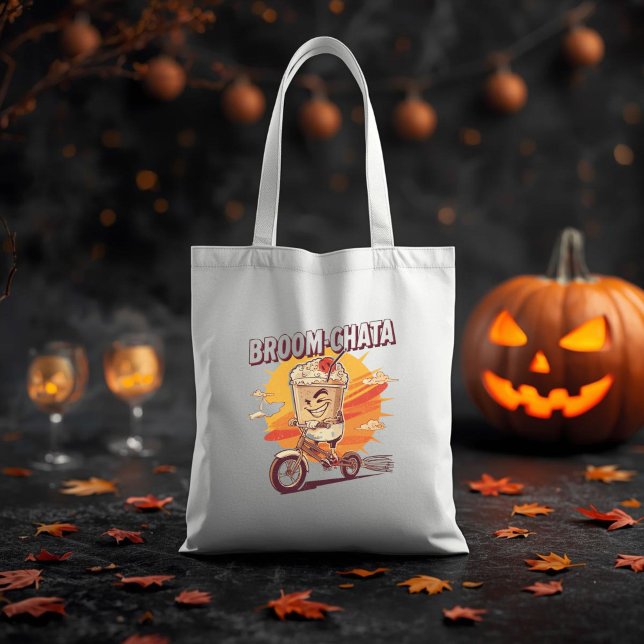 Bolsa Tote Dia de as Bruxas engraçado Broom-chata Cocktail Pu (Criador carregado)