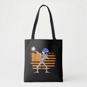 Bolsa Tote Dia de as Bruxas engraçado De Basebol De Esquelet