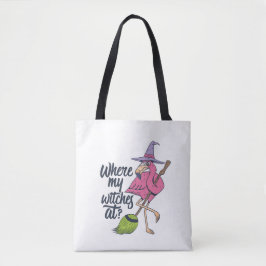 Bolsa Tote Dia de as Bruxas engraçado Flamingo Rosa Onde Minh