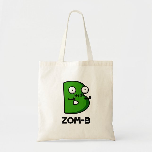 Bolsa Tote Dia de as Bruxas engraçado Zombie-b, alfabeto B (Frente)
