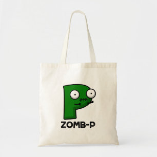 Bolsa Tote Dia de as Bruxas engraçado Zombie-P, alfabeto P,
