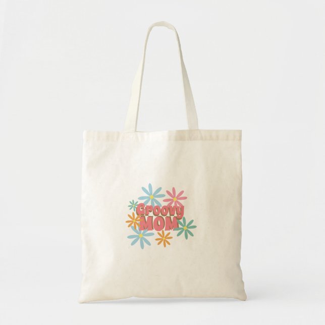 Bolsa Tote Dia de as mães de Groovy Mãe Tote Floral Bag (Frente)