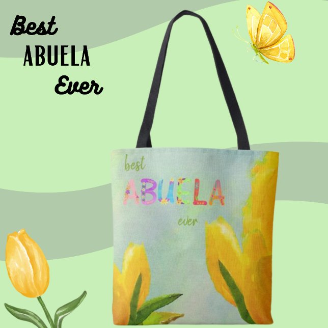 Bolsa Tote Dia de as mães Feliz Abuela - Tulipas Amarelas (Criador carregado)