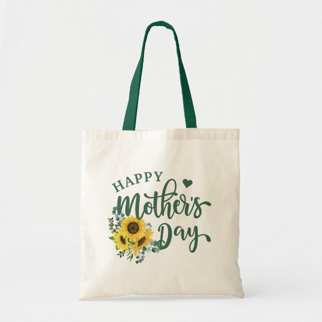 Bolsa Tote Dia de as mães Feliz de Sunflower Eucalyptus (Frente)