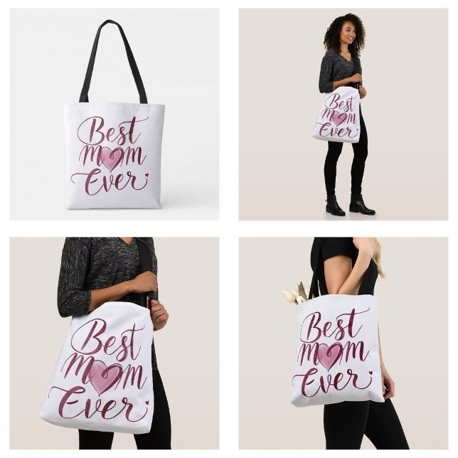 Bolsa Tote Dia de as mães Feliz, Melhor Mãe (Happy Mother's Day Best Mom Ever tote bags)