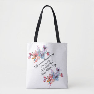 Bolsa Tote Dia de as mães Floral de Aquarela