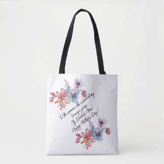 Bolsa Tote Dia de as mães Floral de Aquarela