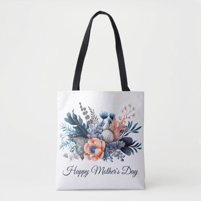 Bolsa Tote Dia de as mães Floral de Aquarela (Frente)