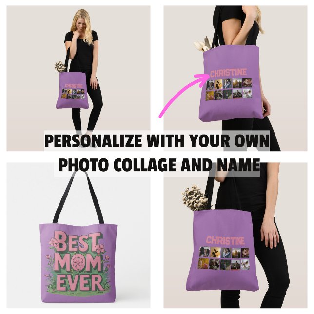 Bolsa Tote Dia de as mães Gifs Fotografia Colagem Mãe (Mother's Day Gifs Photo Collage Mom Tote Bag
)