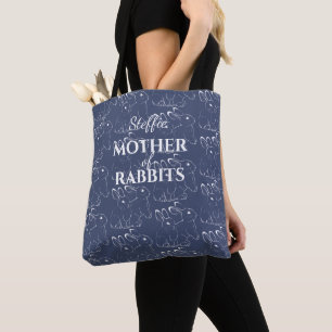 Bolsa Tote dia de as mães Mãe dos Coelhos Coelhinho Azul Pe