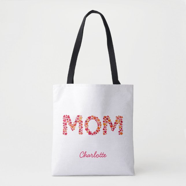 Bolsa Tote Dia de as mães Sentimental de Corações Bonitas (Frente)