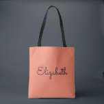 Bolsa Tote Dia de as mães Substituir Seu Nome Texto Salmão La<br><div class="desc">Substitua O Texto Do Nome Do Script Aqui O Elegante Mínimo Da Tipografia Design Minimalista Do Modelo Salmon Orange Comprando Saco De Tota Do Ombro.</div>