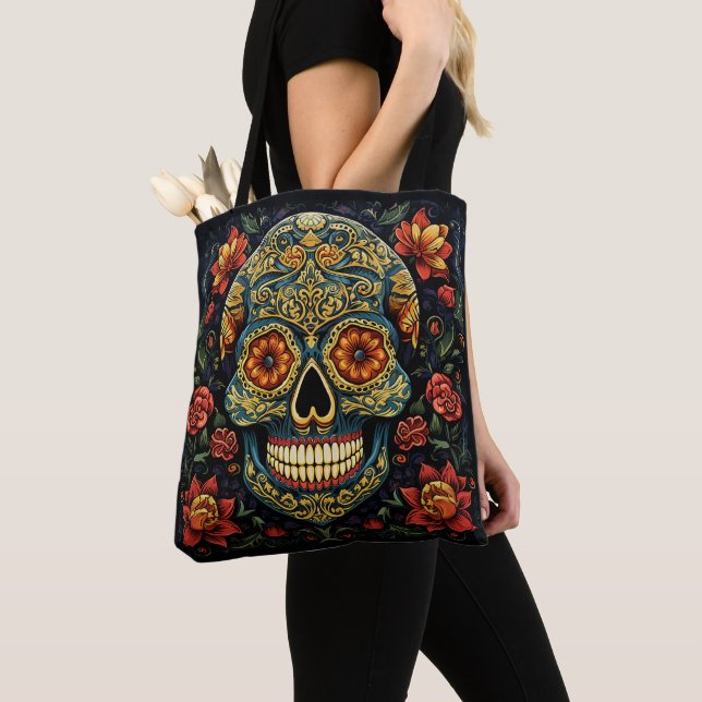 Bolsa Tote Dia de los Muertos - Crânio Decorativo Bag (Close Up)