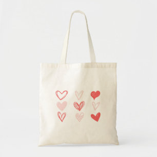 Bolsa Tote Dia de os namorados Corações Rosa Minimalista Mode