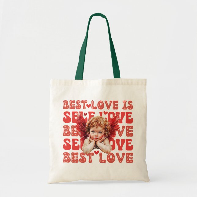 Bolsa Tote Dia de os namorados Cupido Bonito Autoamor (Frente)