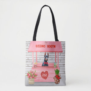 Bolsa Tote Dia de os namorados de Cachorro Doberman Beijando