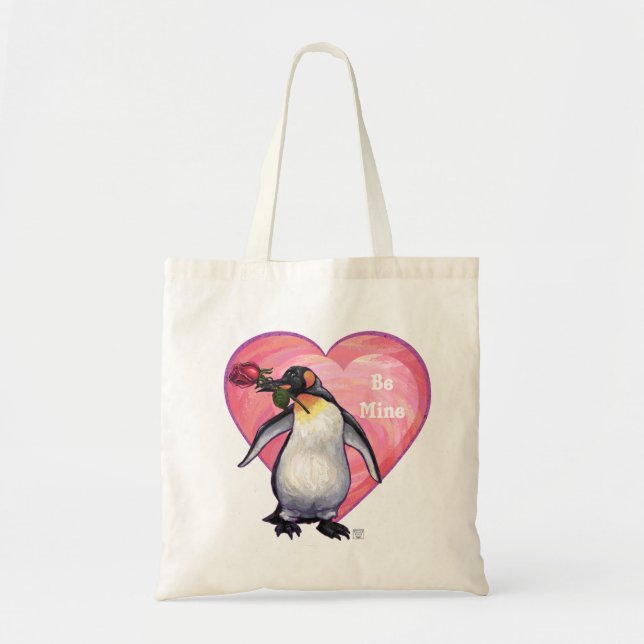 Bolsa Tote Dia de os namorados de pinguim (Frente)